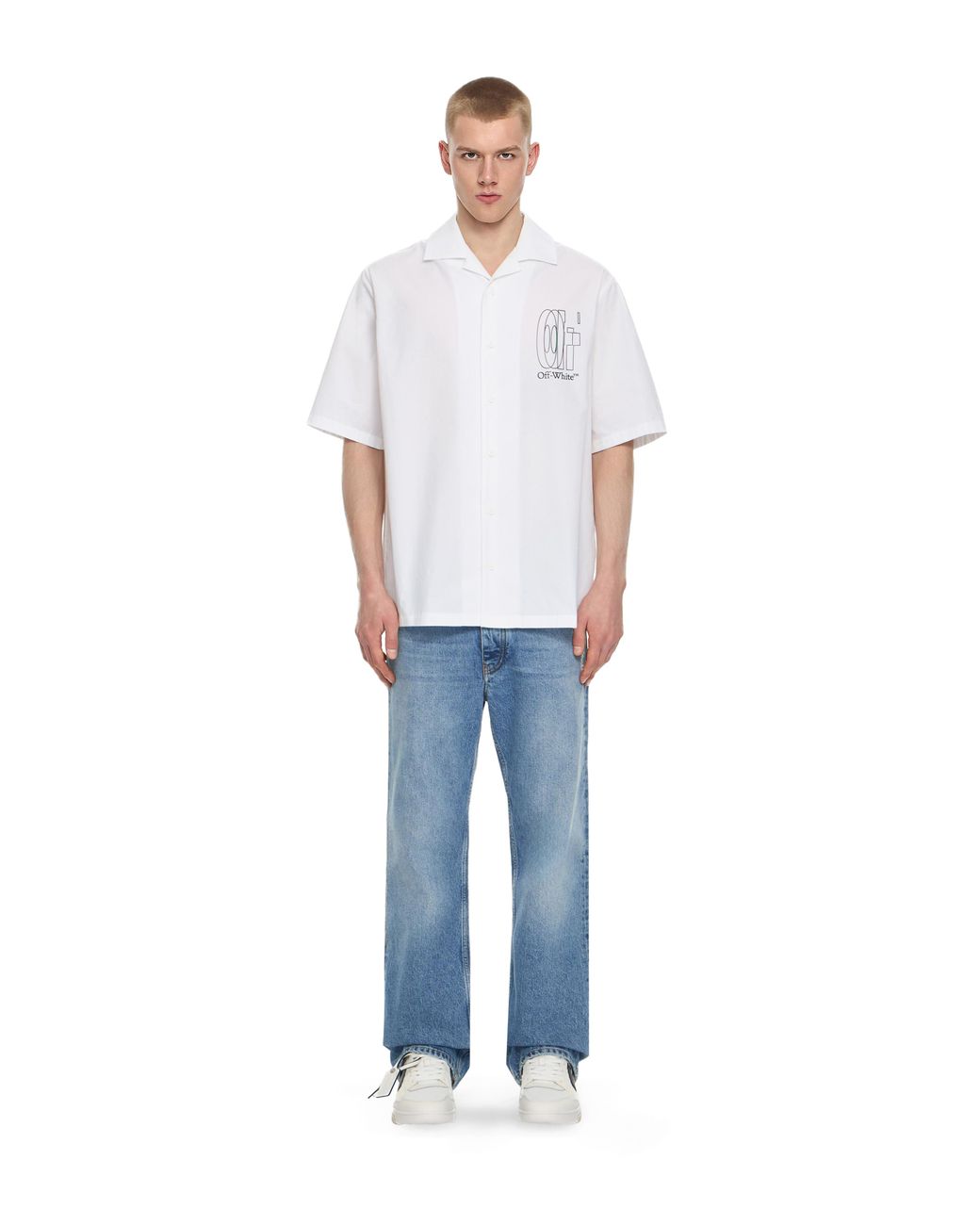 Off-White c/o Virgil Abloh White Outline Double Arrow Bowling Shirt for men