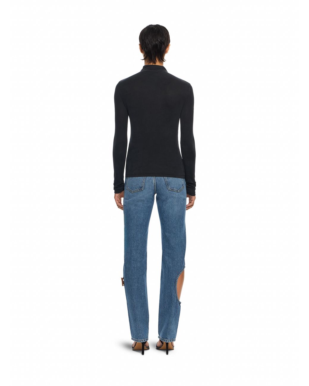 Off-White c/o Virgil Abloh Black Cupro Rib Meteor Long Sleeve Top