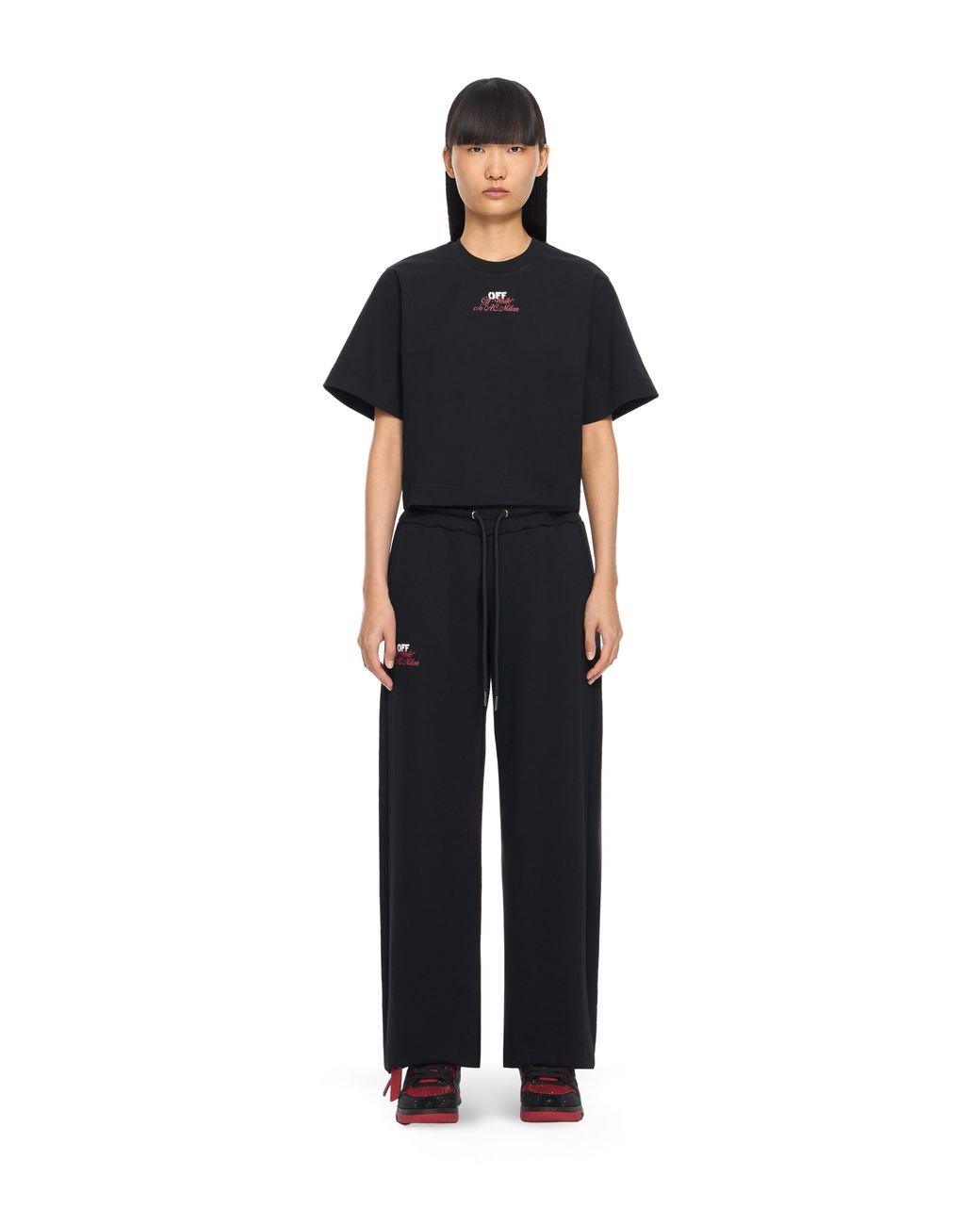 Off-White c/o Virgil Abloh Black Off- C/O Ac Milan Crop T-Shirt