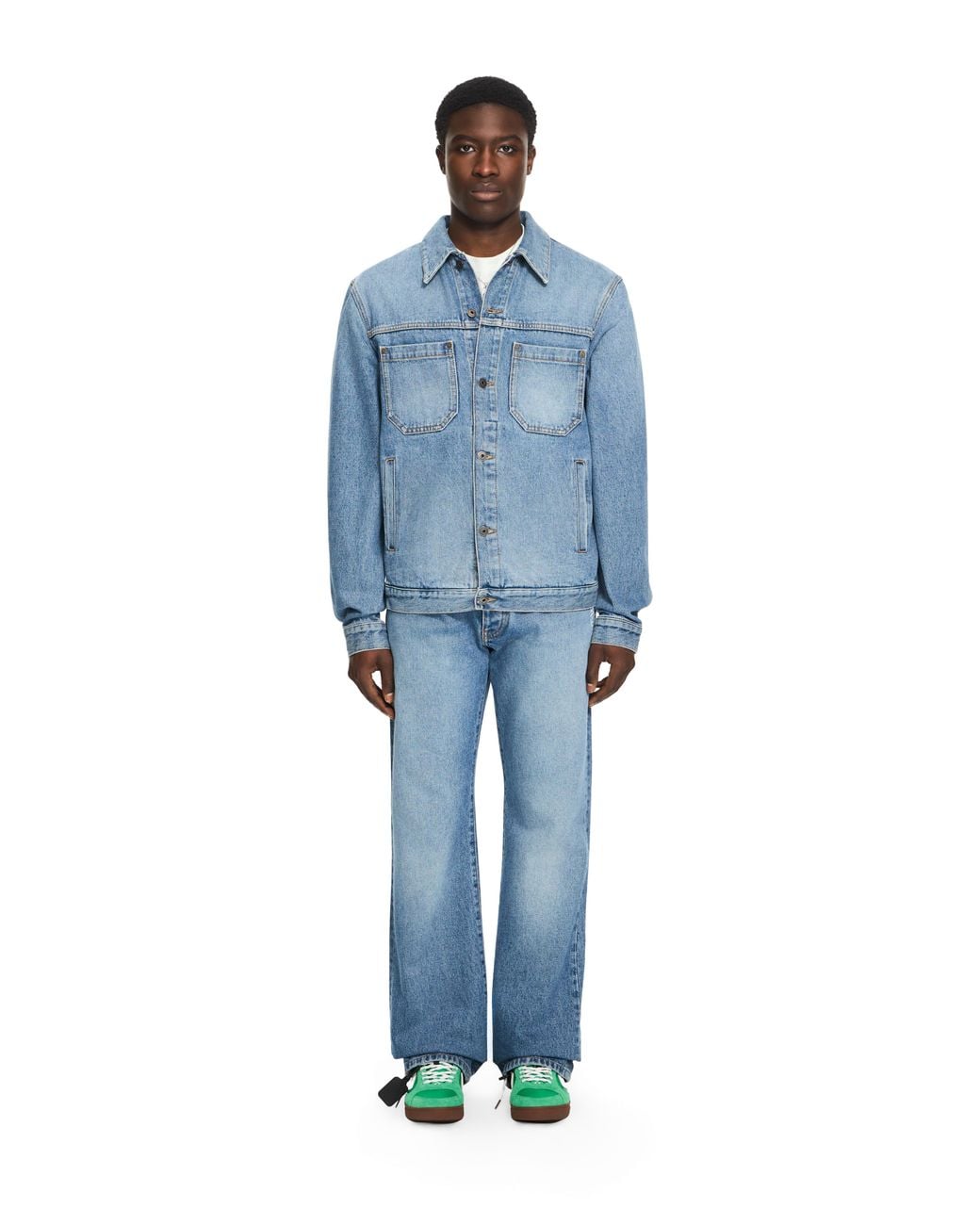 Off-White c/o Virgil Abloh Blue Half Arrow Denim Skate Jacket for men