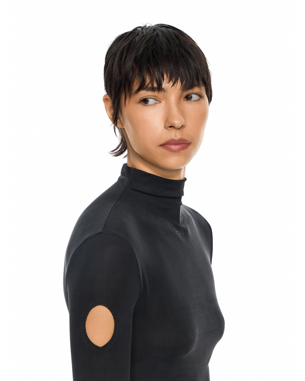 Off-White c/o Virgil Abloh Black Cupro Rib Meteor Long Sleeve Top