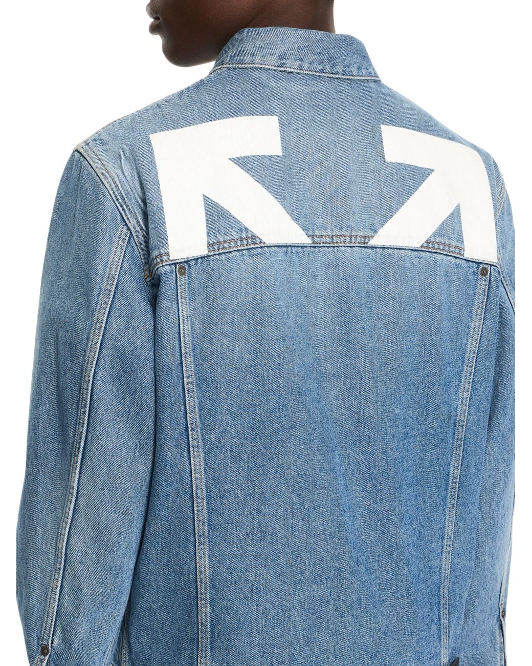 Off-White c/o Virgil Abloh Blue Half Arrow Denim Skate Jacket for men