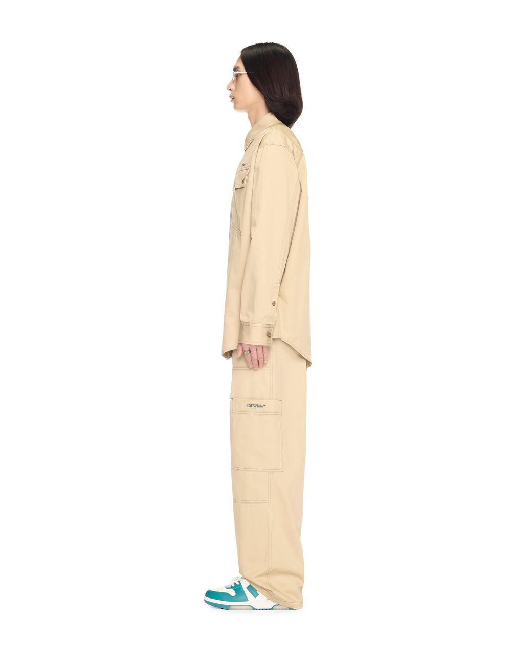 Off-White c/o Virgil Abloh Natural Beige Stitch Military Overshirt for men