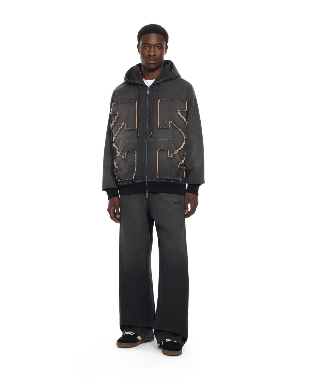 Off-White c/o Virgil Abloh Black Distressed Diag Slouchy Sweatpants for men