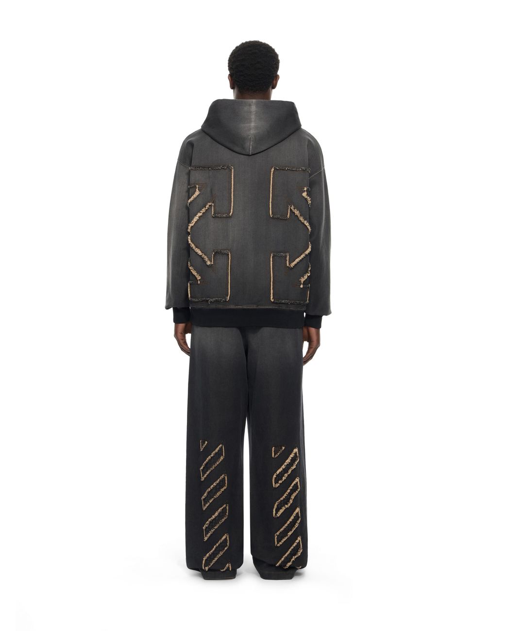 Off-White c/o Virgil Abloh Black Distressed Diag Slouchy Sweatpants for men