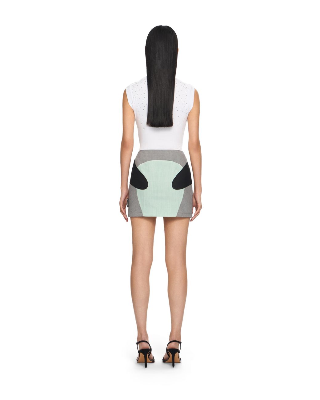 Off-White c/o Virgil Abloh Gray Stretch Color Block Skirt