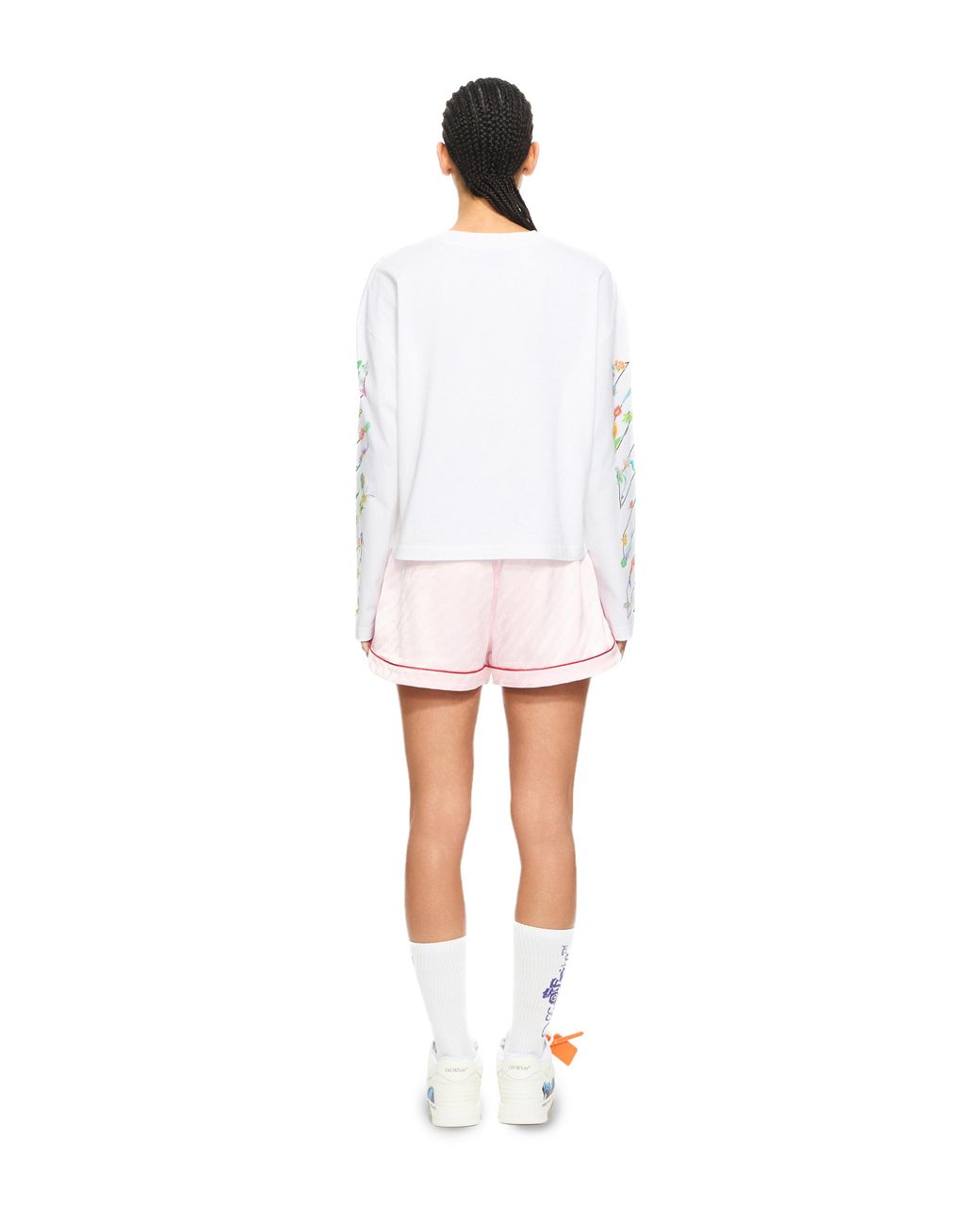 Off-White c/o Virgil Abloh White Diagonal Glowing Flower Long-Sleeved T-Shirt