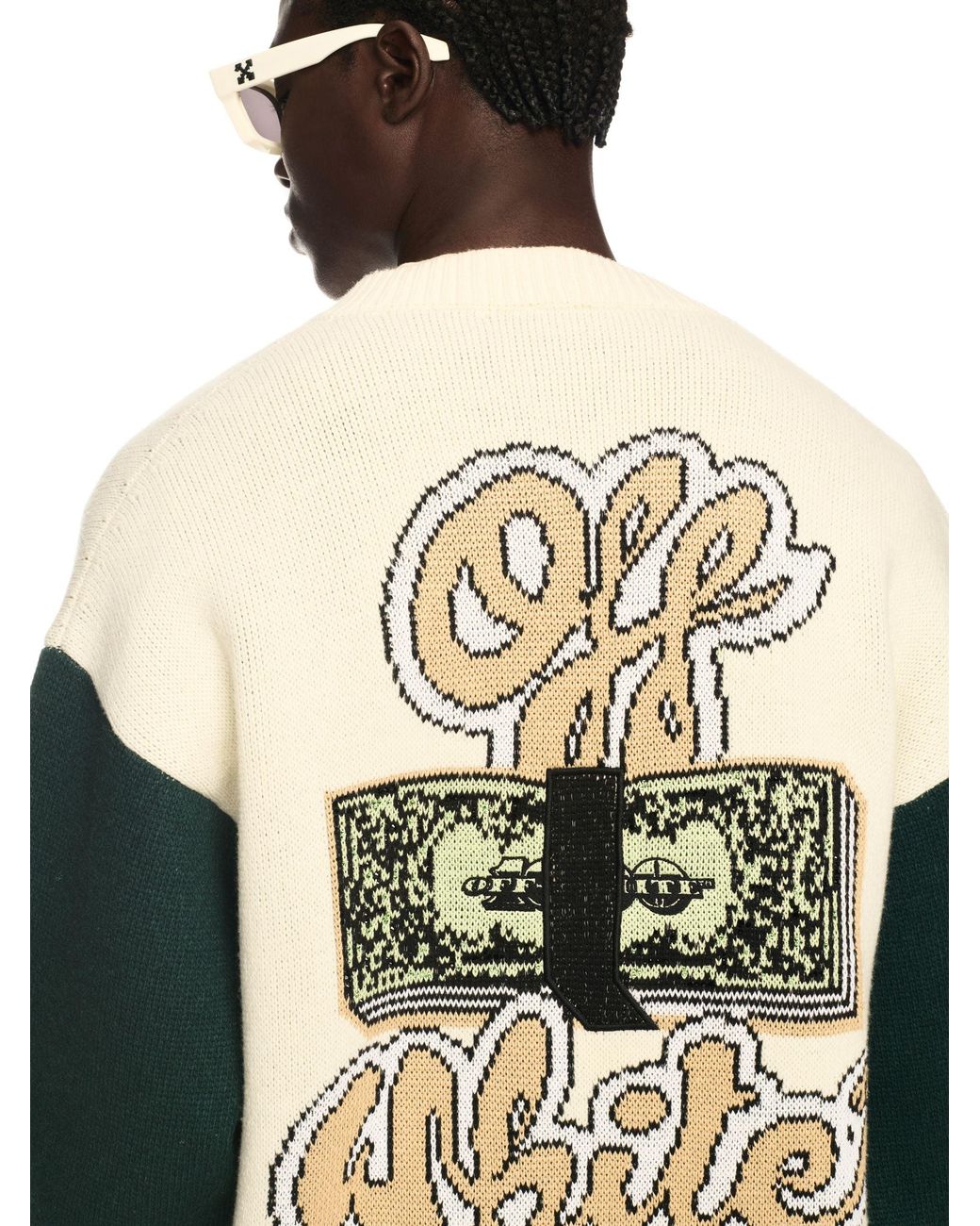 Off-White c/o Virgil Abloh White Crystal Cash Varsity Cardigan for men