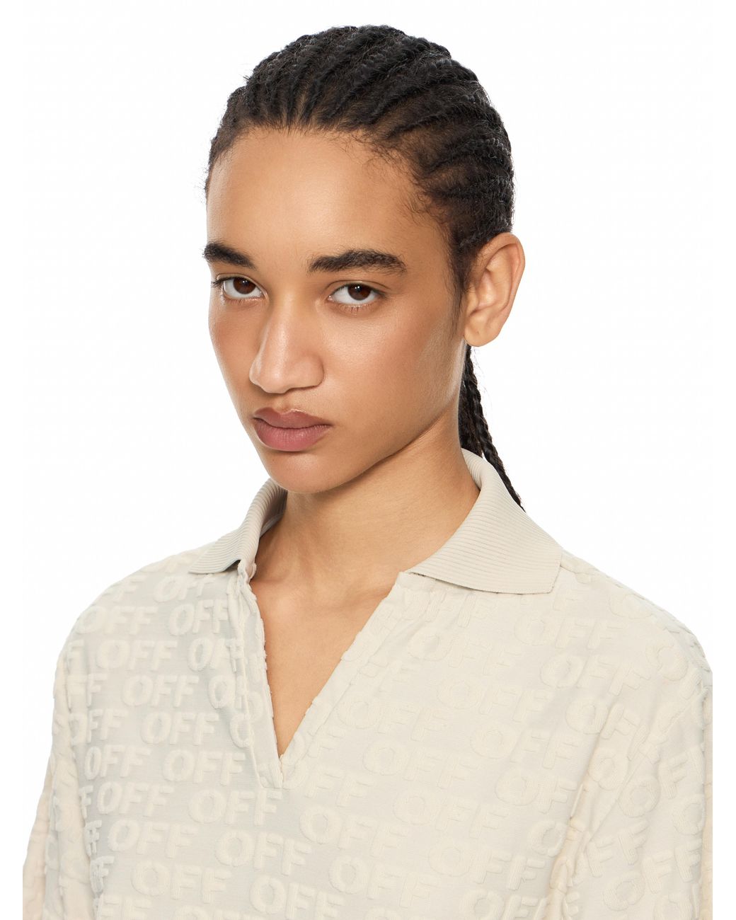 Off-White c/o Virgil Abloh Natural Terry Off Crop Polo