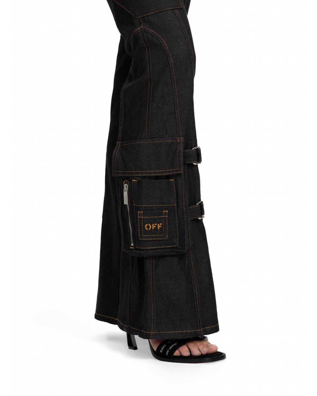 Off-White c/o Virgil Abloh Black Denim Pocket Belt Flare Pants