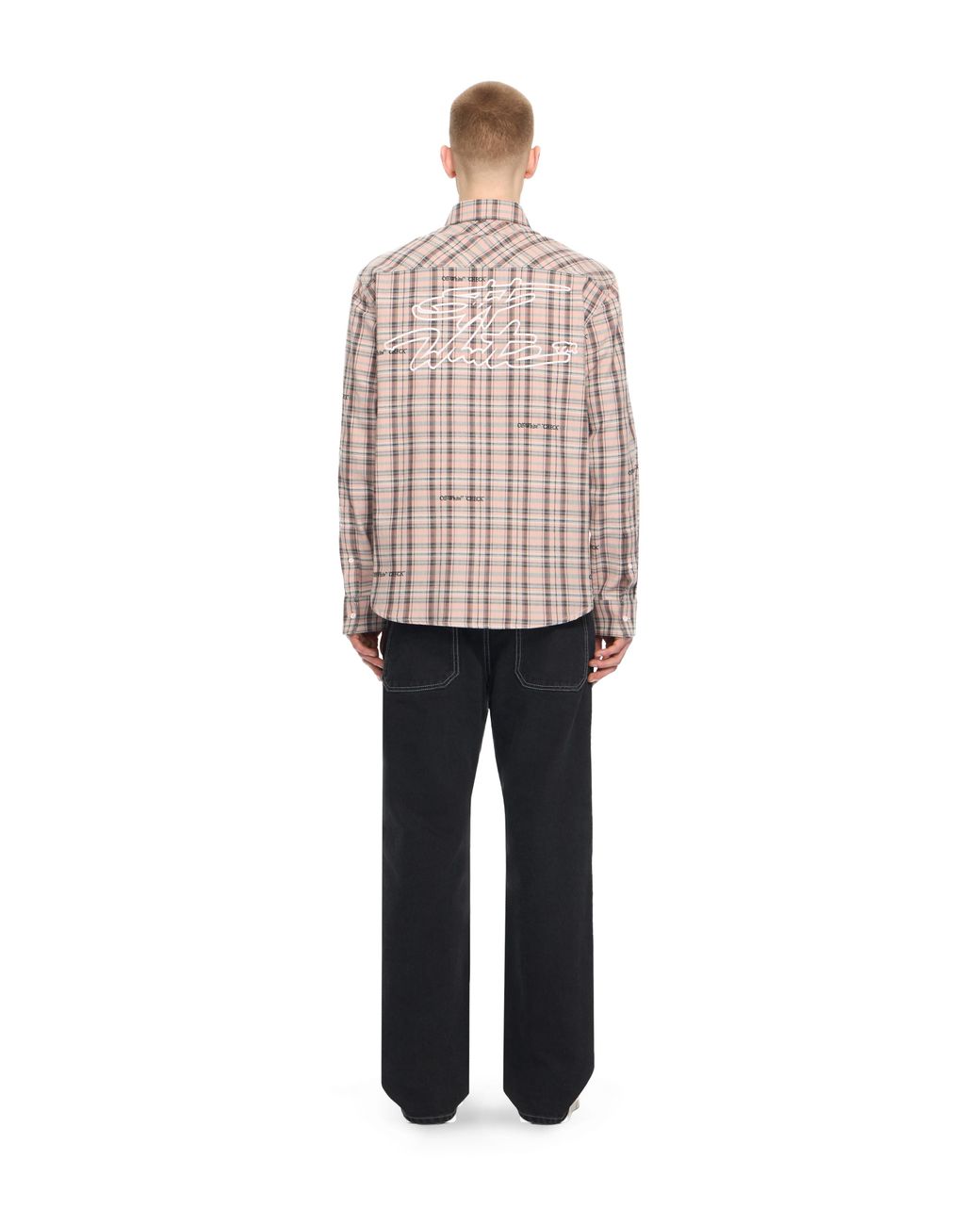 Off-White c/o Virgil Abloh Pink Marker Check Flannel Shirt for men