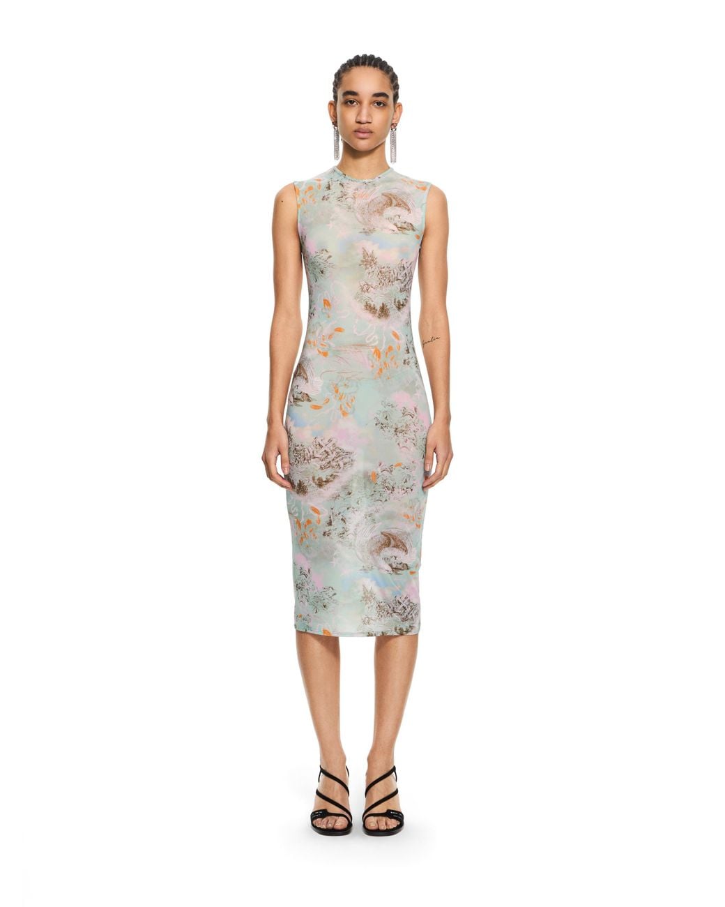 Off-White c/o Virgil Abloh White Light Jersey Storytelling Sleeveless Dress