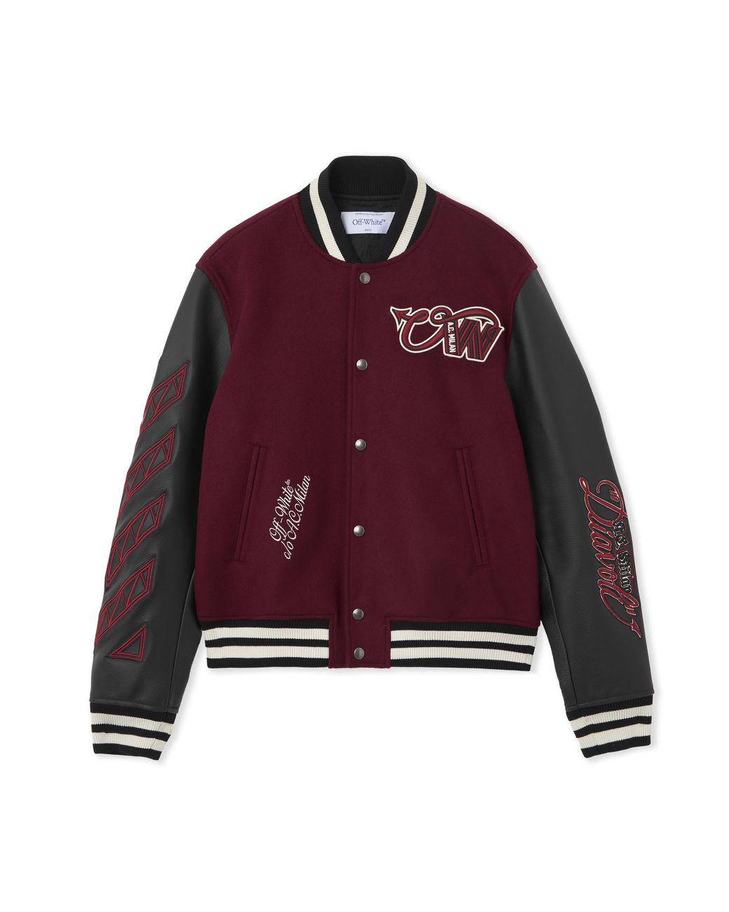 Off-White c/o Virgil Abloh Red Off- C/O Ac Milan Varsity Jacket for men