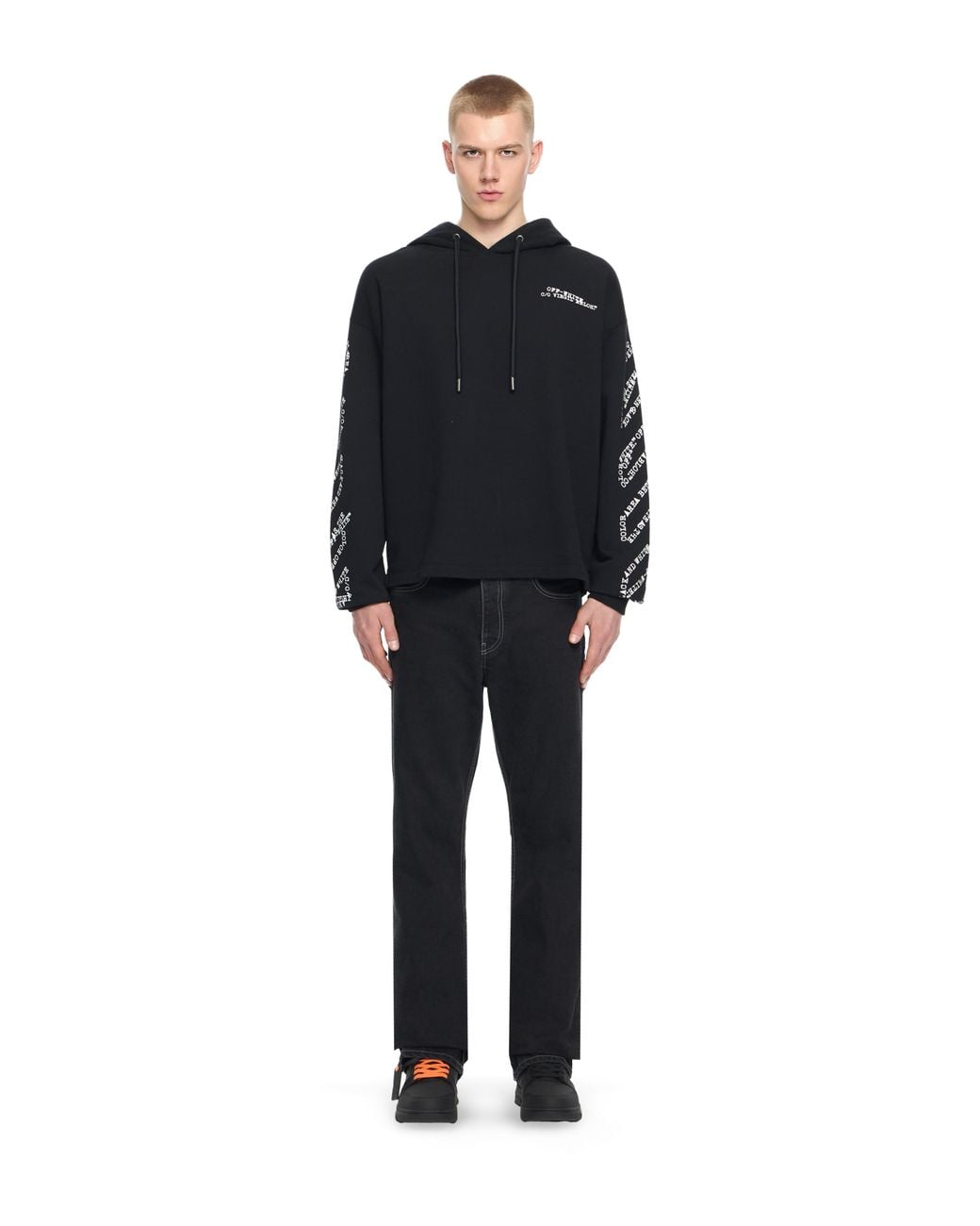 Off-White c/o Virgil Abloh Black Type Arrow Diagonal Loose Hoodie for men
