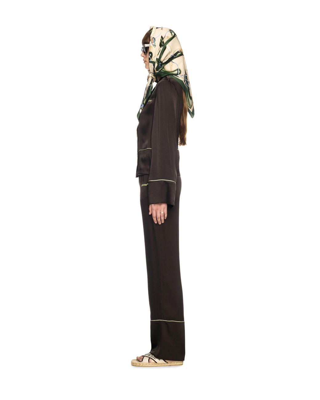Off-White c/o Virgil Abloh Black Satin Pajama Shirt