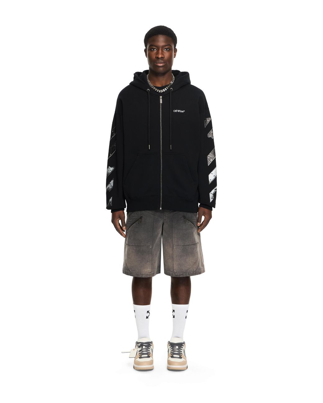 Off-White c/o Virgil Abloh Black Metal Arrow Skate Zip Hoodie for men