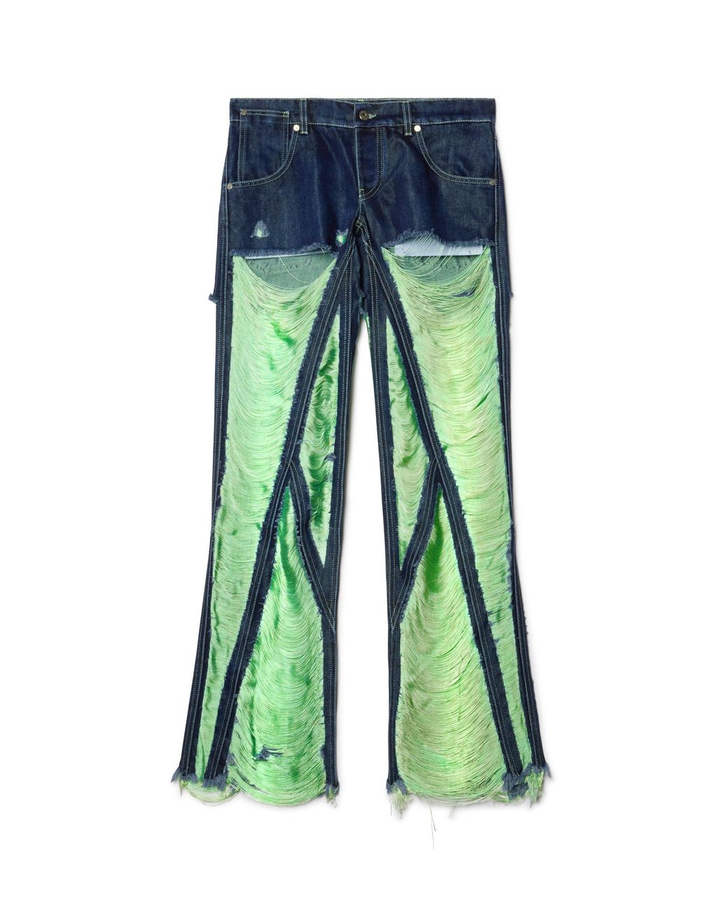 Off-White c/o Virgil Abloh Green Shredded Denim Pants