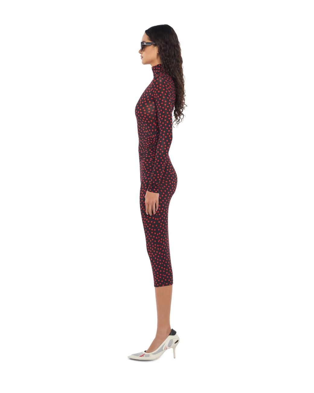 Off-White c/o Virgil Abloh Purple Off Stamp Dot Second Skin Midi Dress