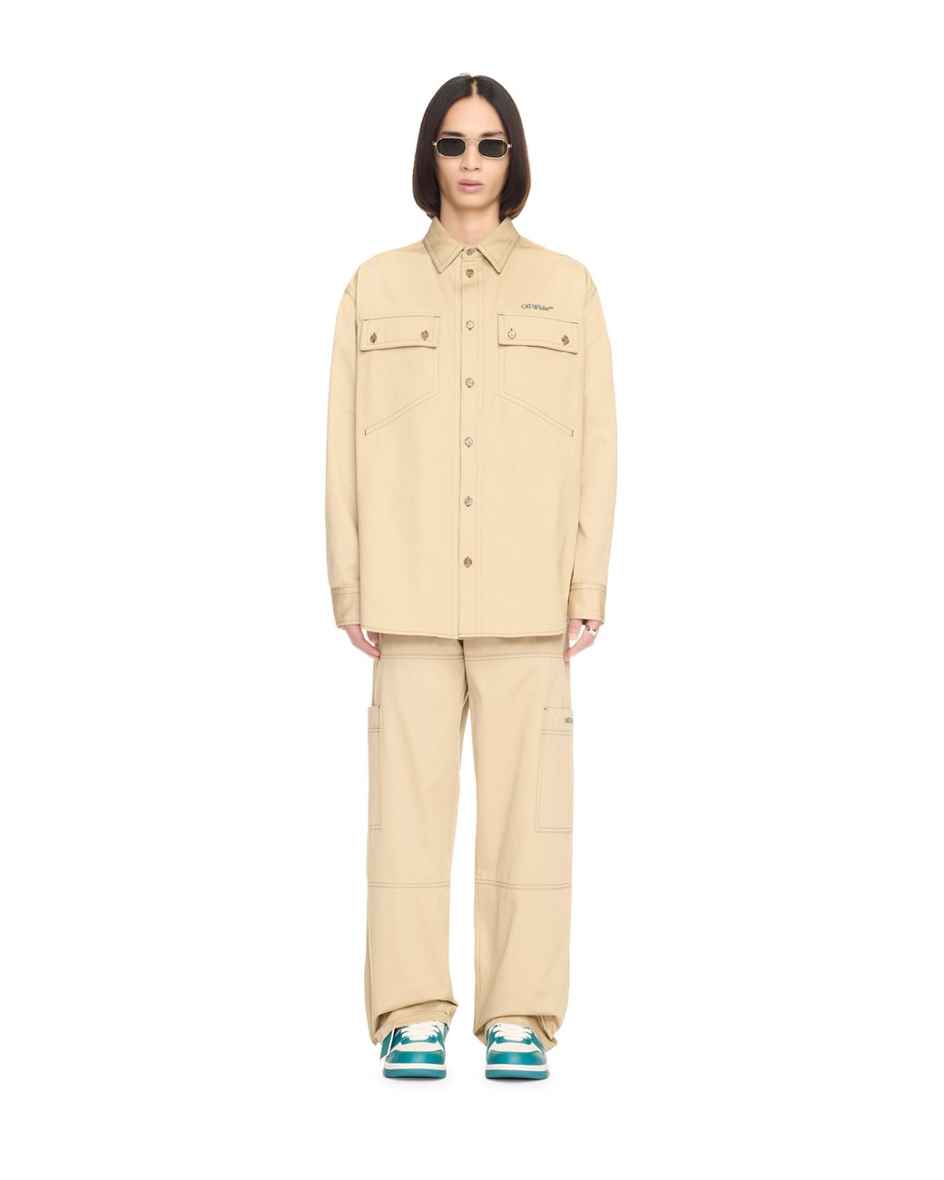Off-White c/o Virgil Abloh Natural Beige Stitch Military Overshirt for men