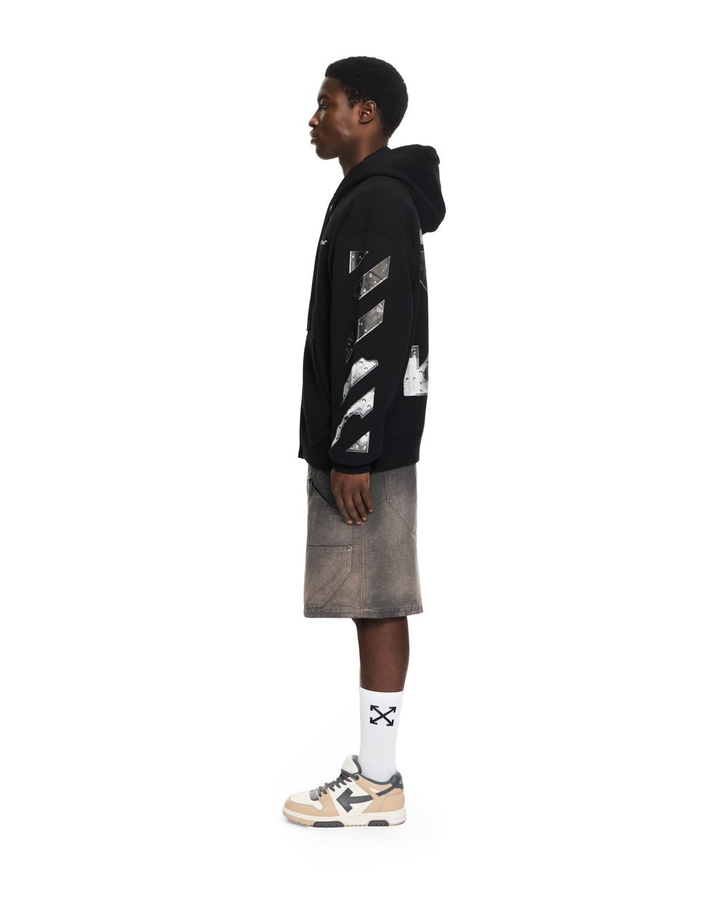 Off-White c/o Virgil Abloh Black Metal Arrow Skate Zip Hoodie for men