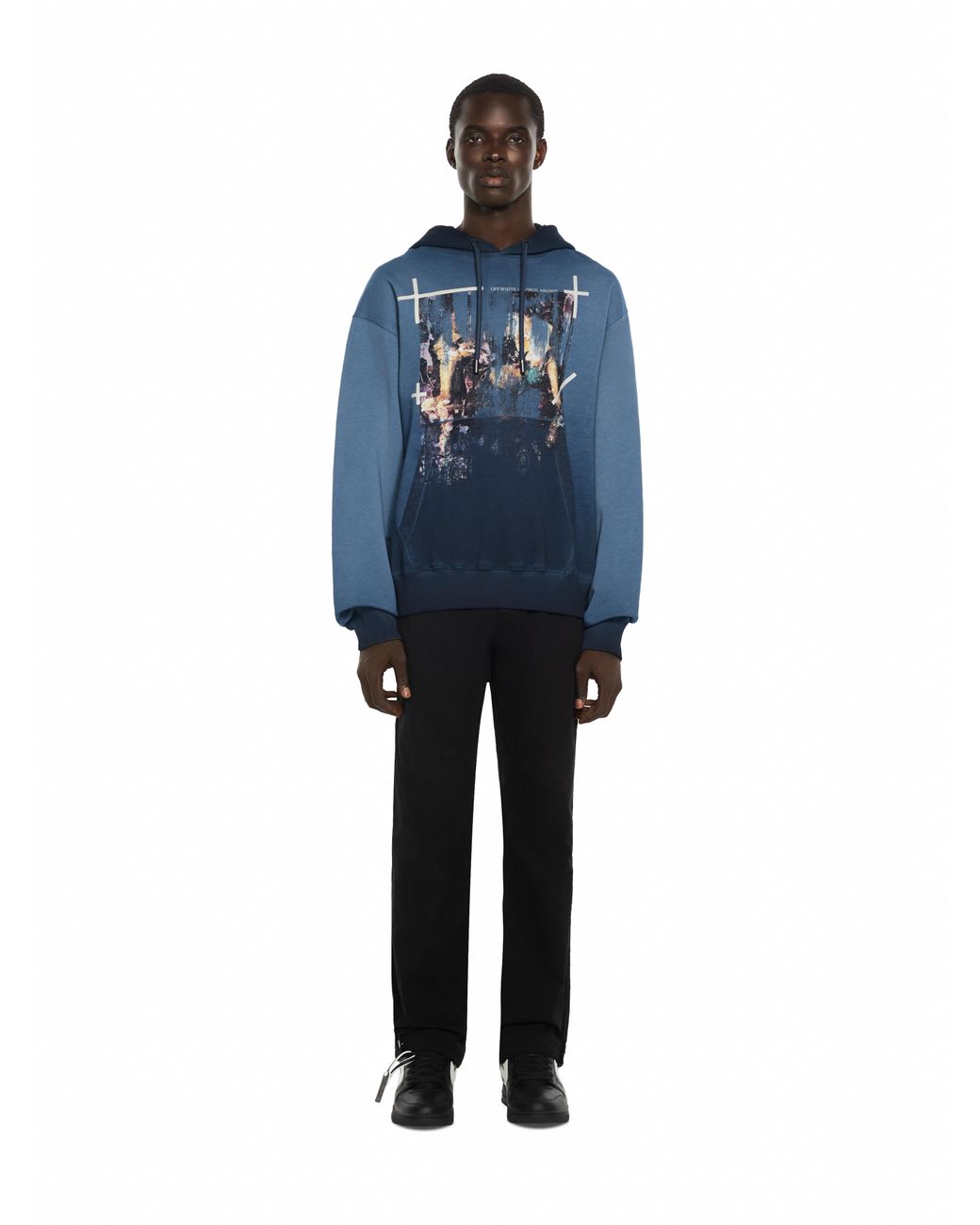 Off-White c/o Virgil Abloh Blue Ripped Narciso Regular Hoodie for men