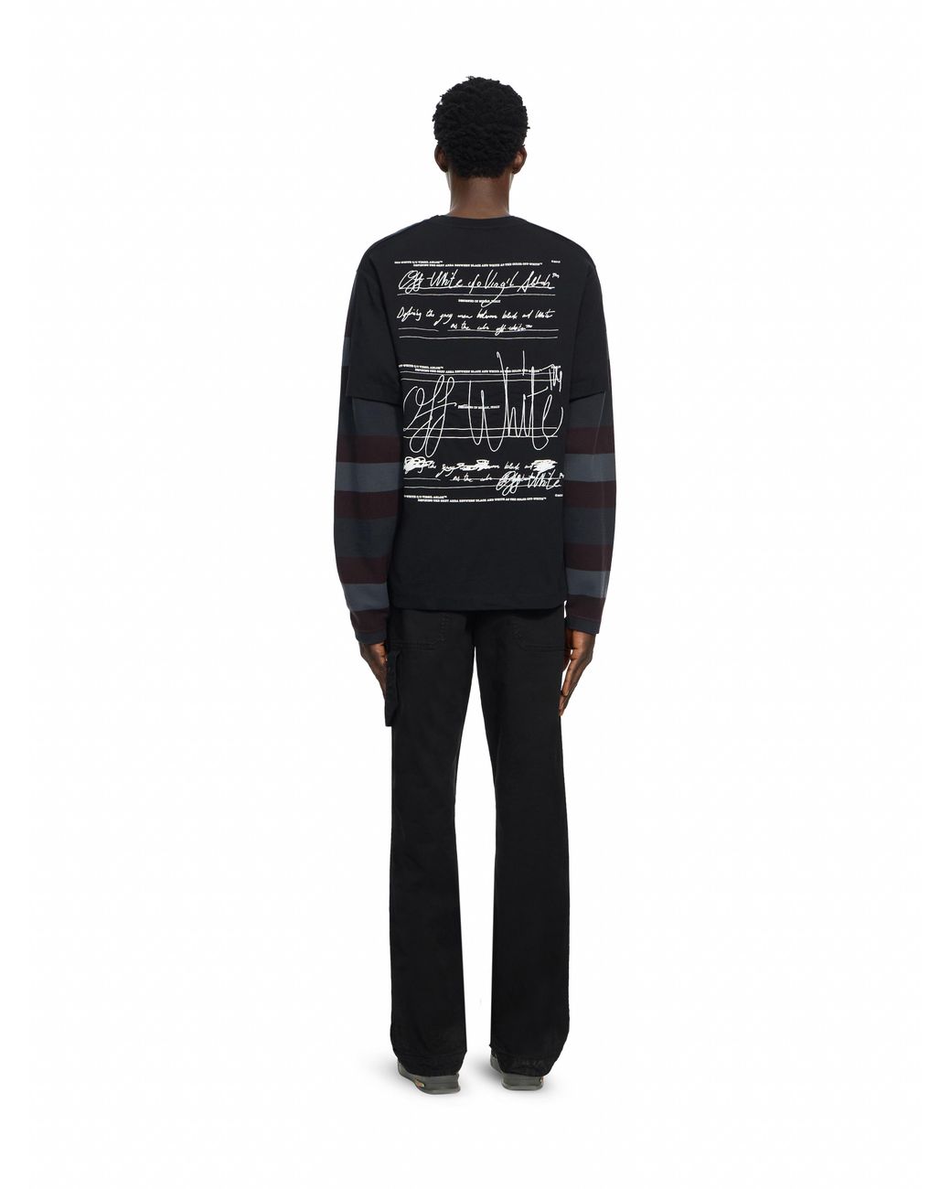 Off-White c/o Virgil Abloh Black Stroke Striped Long Sleeve T-Shirt for men