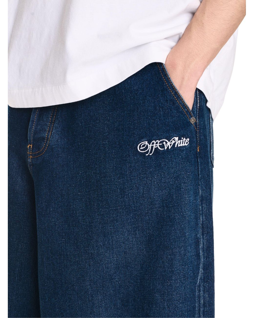 Off-White c/o Virgil Abloh Blue Script Wide Jeans for men