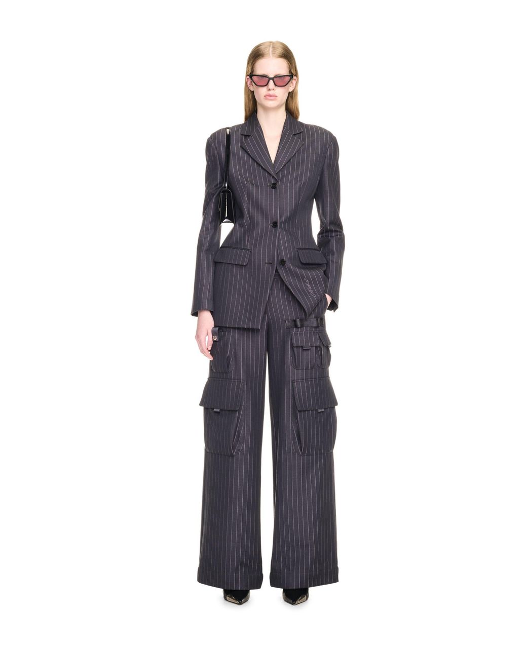 Off-White c/o Virgil Abloh Gray Pinstripe Toybox Cargo Pant