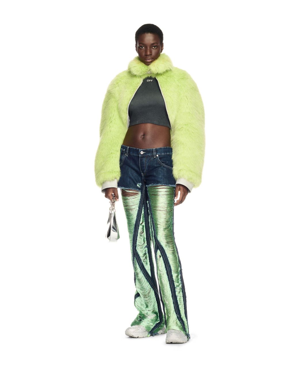 Off-White c/o Virgil Abloh Green Shredded Denim Pants