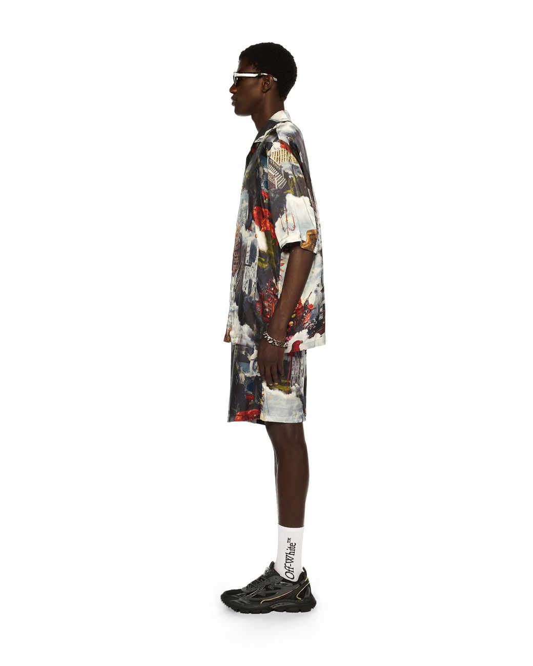 Off-White c/o Virgil Abloh White World Paint Viscose Bowling Shorts for men