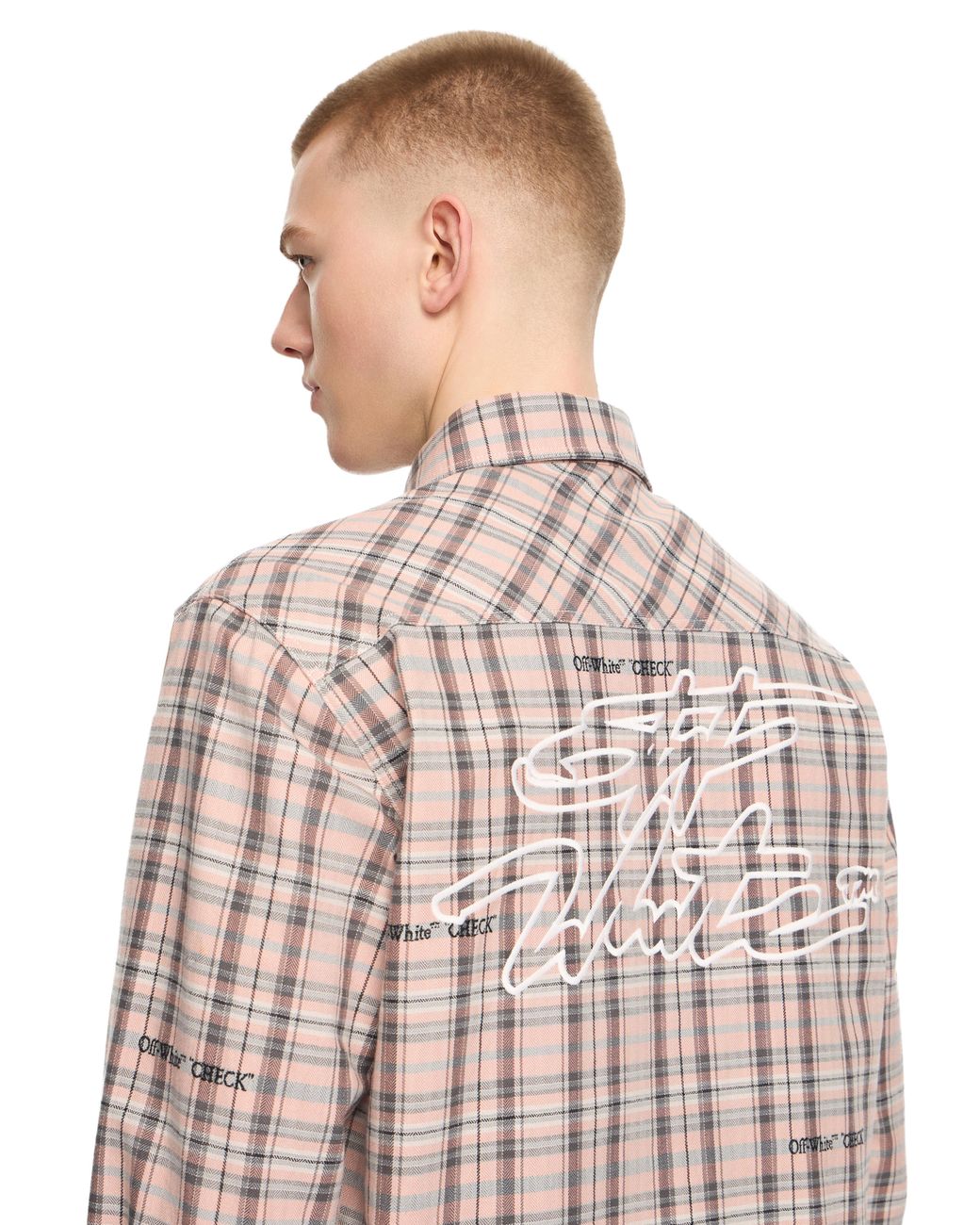 Off-White c/o Virgil Abloh Pink Marker Check Flannel Shirt for men