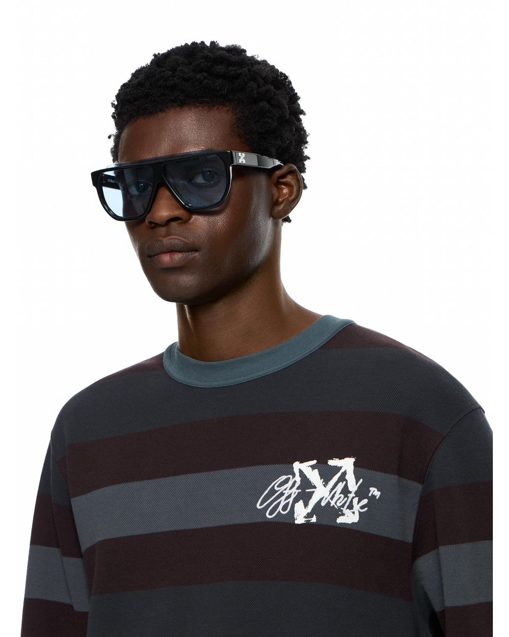 Off-White c/o Virgil Abloh Black Stroke Striped Long Sleeve T-Shirt for men