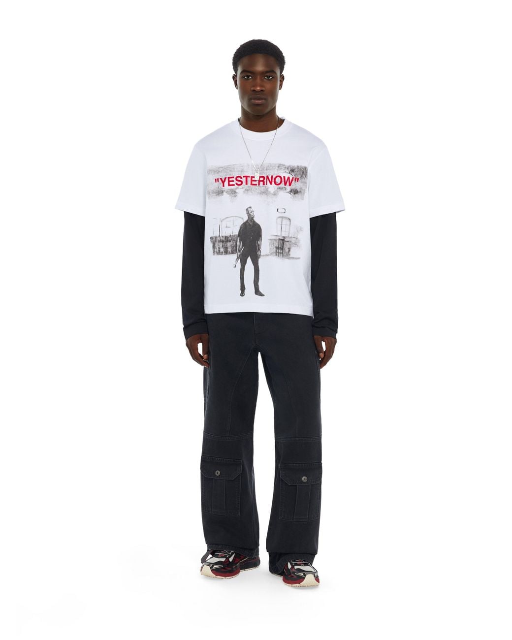 Off-White c/o Virgil Abloh White Miles Davis Yesternow Double Sleeve Regular Long Sleeve T-Shirt for men