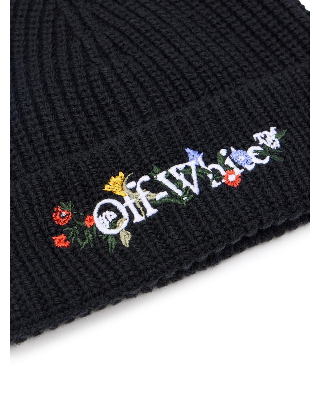Off-White c/o Virgil Abloh Black Floral Embroidered Beanie