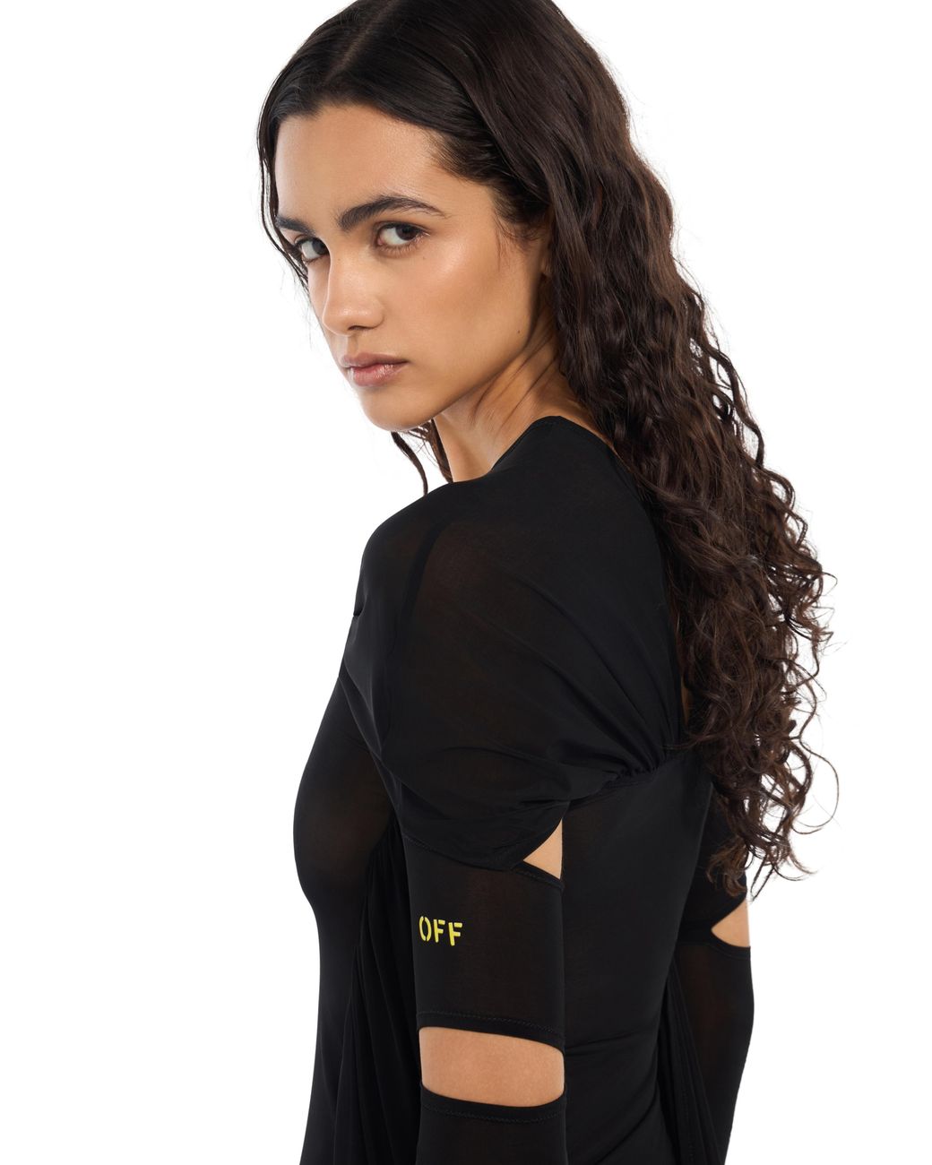 Off-White c/o Virgil Abloh Black Light Jersey Cross Collar Top