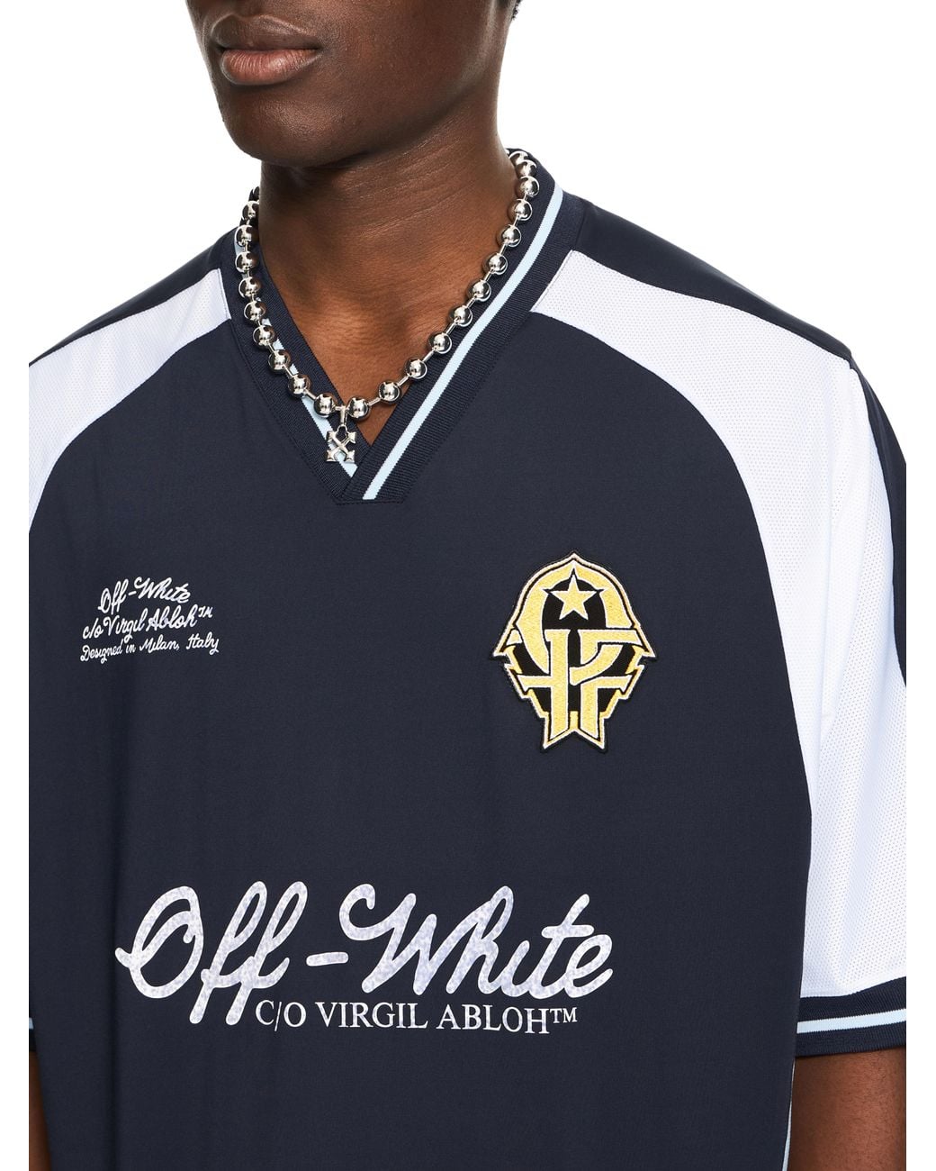 Off-White c/o Virgil Abloh Blue Royal Team Soccer T-Shirt for men