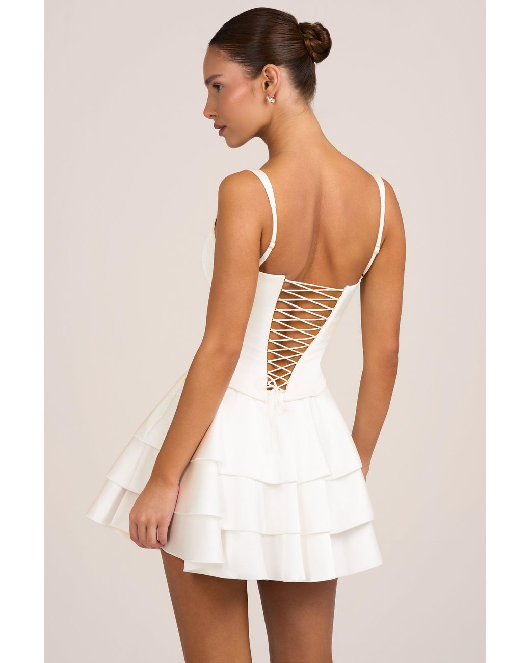 Oh Polly White Satin Corset Mini Dress