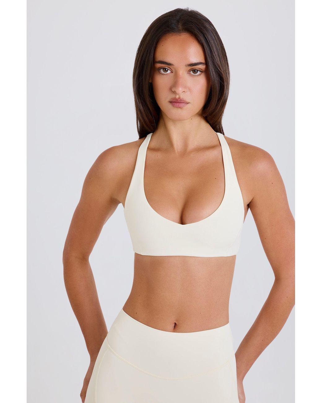 BO+TEE White Crossback V-Neck Sports Bra