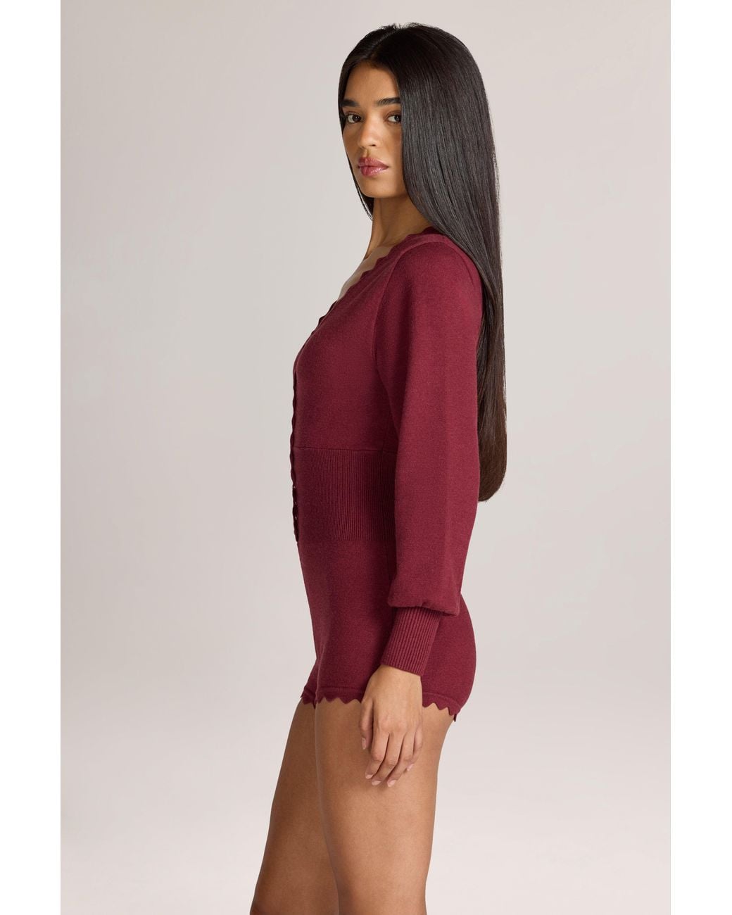 Oh Polly Red Knit Long-Sleeve Romper