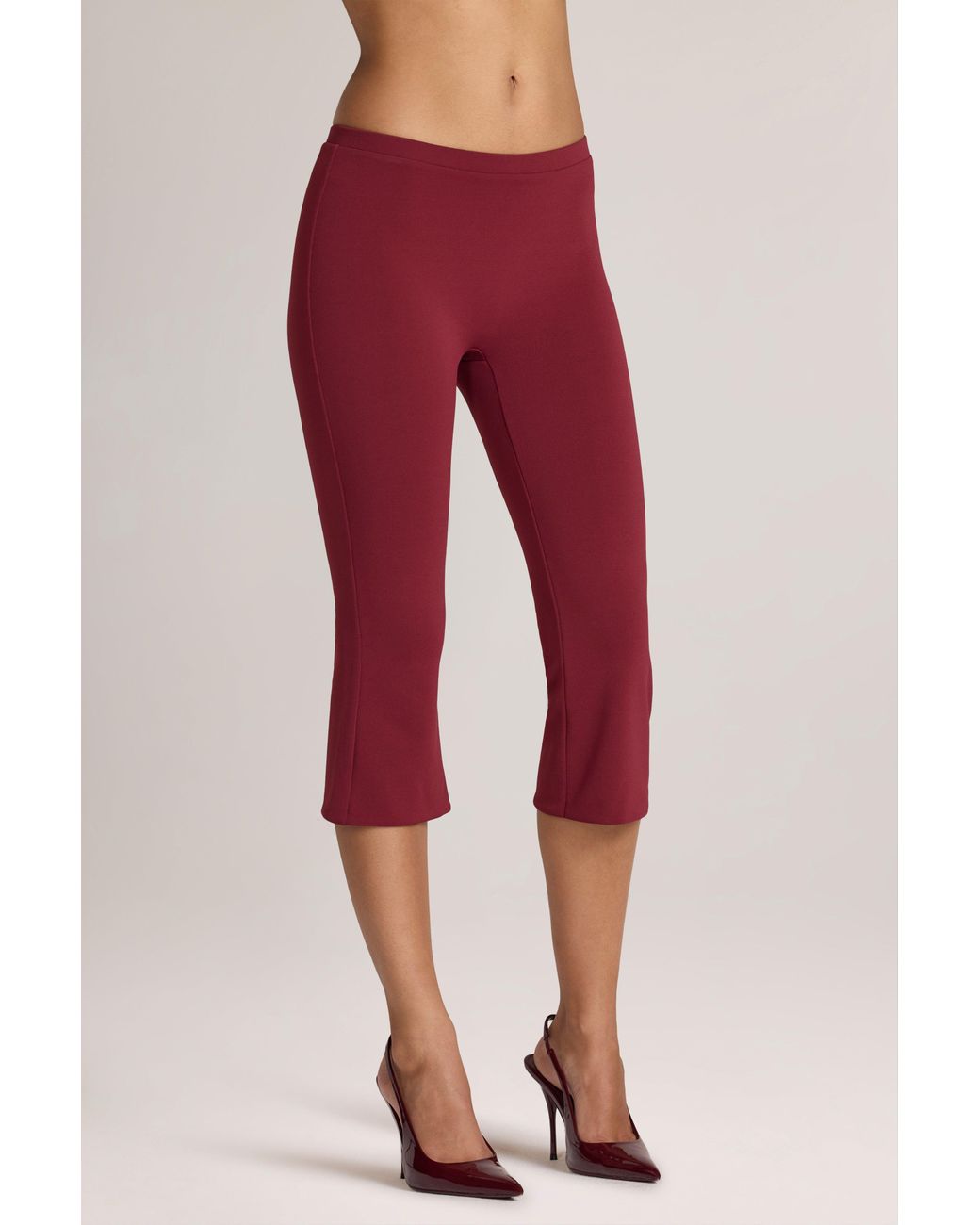Oh Polly Red Ponte Capri Trousers