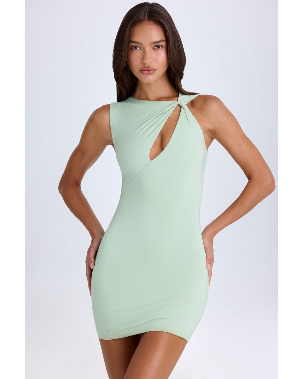 Oh Polly Green Twisted Cut-Out Mini Dress