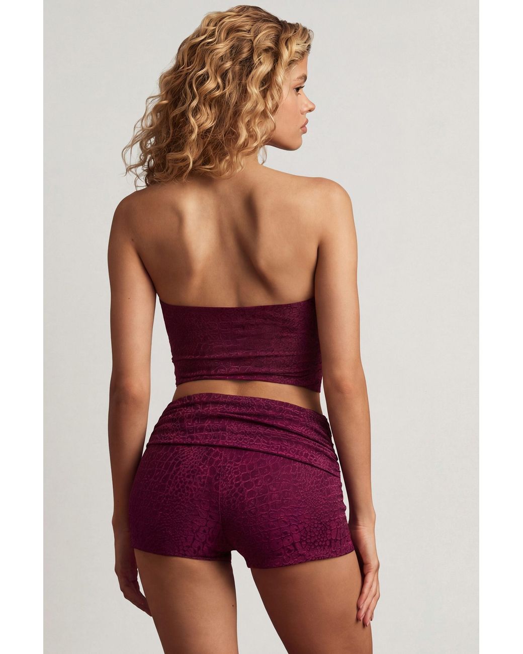 Oh Polly Purple Hardware-Detail Bandeau Crop Top