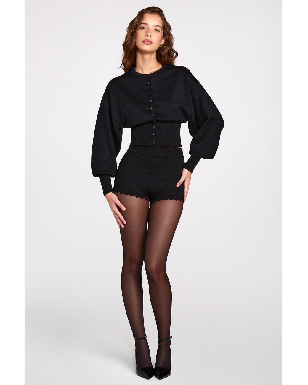 Oh Polly Black Knit Long-Sleeve Cardigan