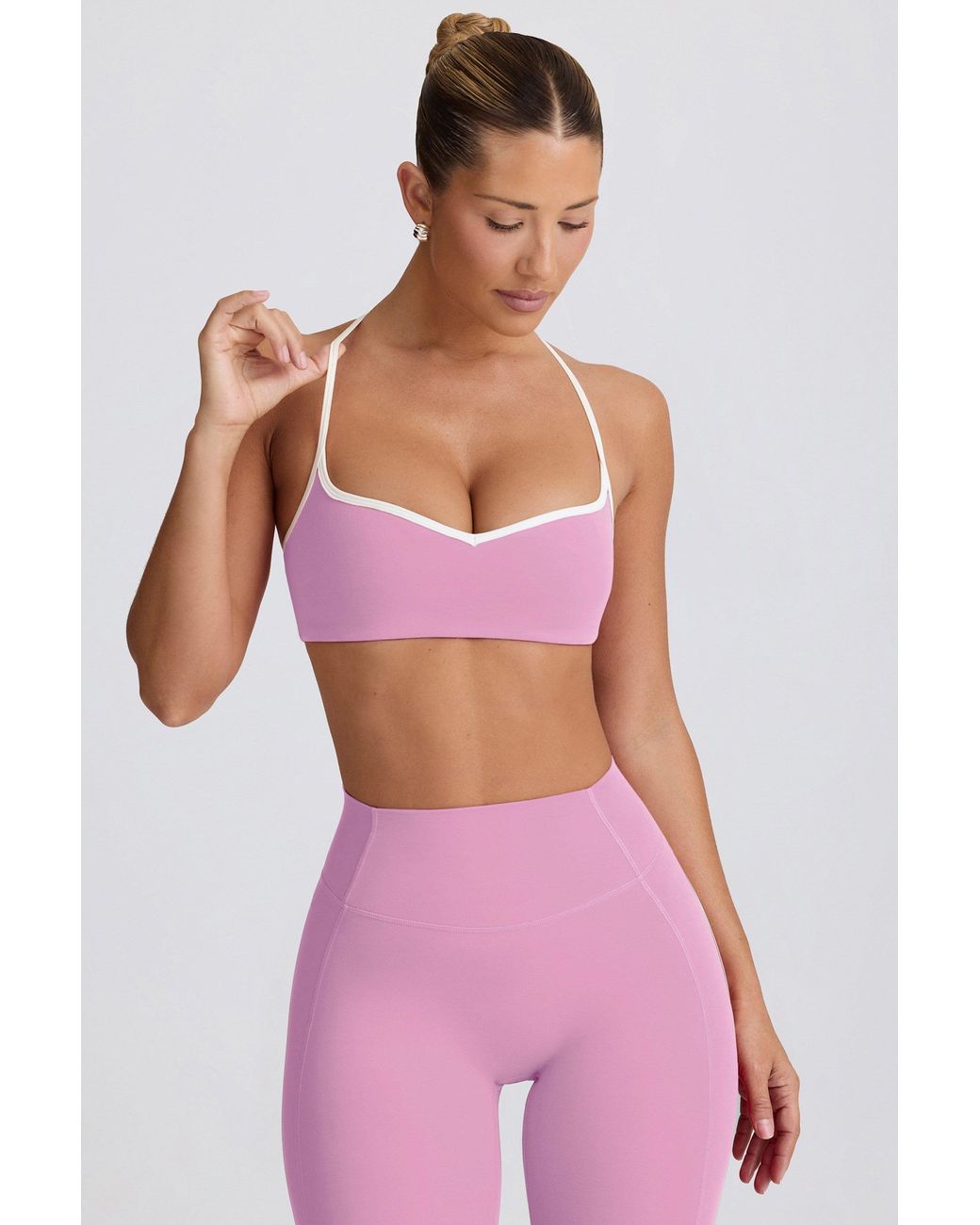 BO+TEE Pink Soft Active Sweetheart-Neck Sports Bra