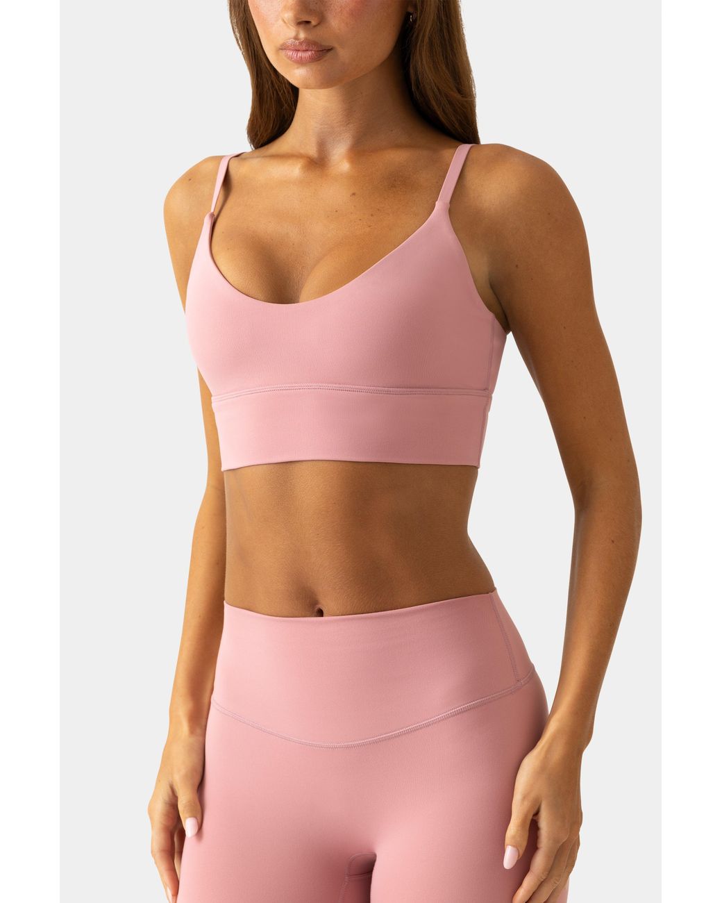 BO+TEE Pink Soft Active Scoop-Neck Sports Bra
