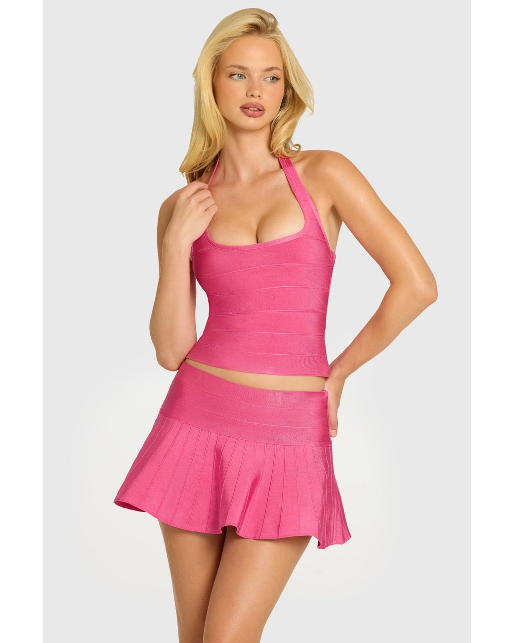 Oh Polly Pink Bandage Halterneck Top