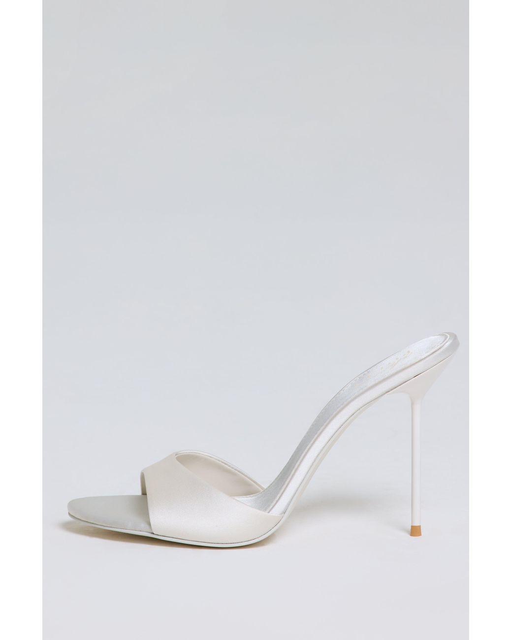 Oh Polly White Satin Heeled Mule Sandal