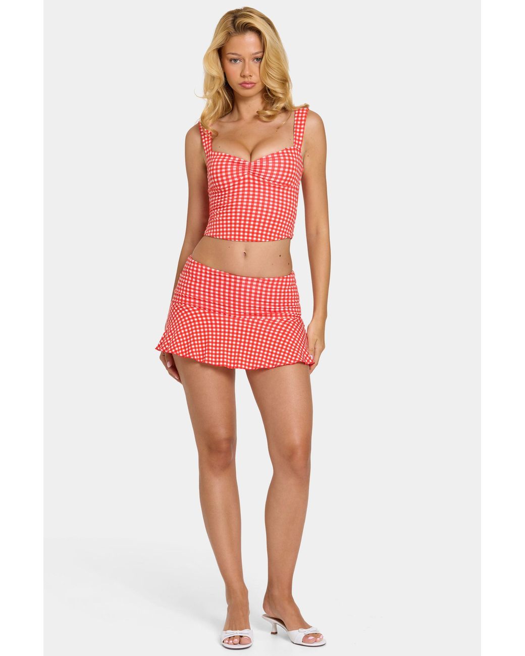 Oh Polly Red Modal Lace-Trim Midaxi Dress
