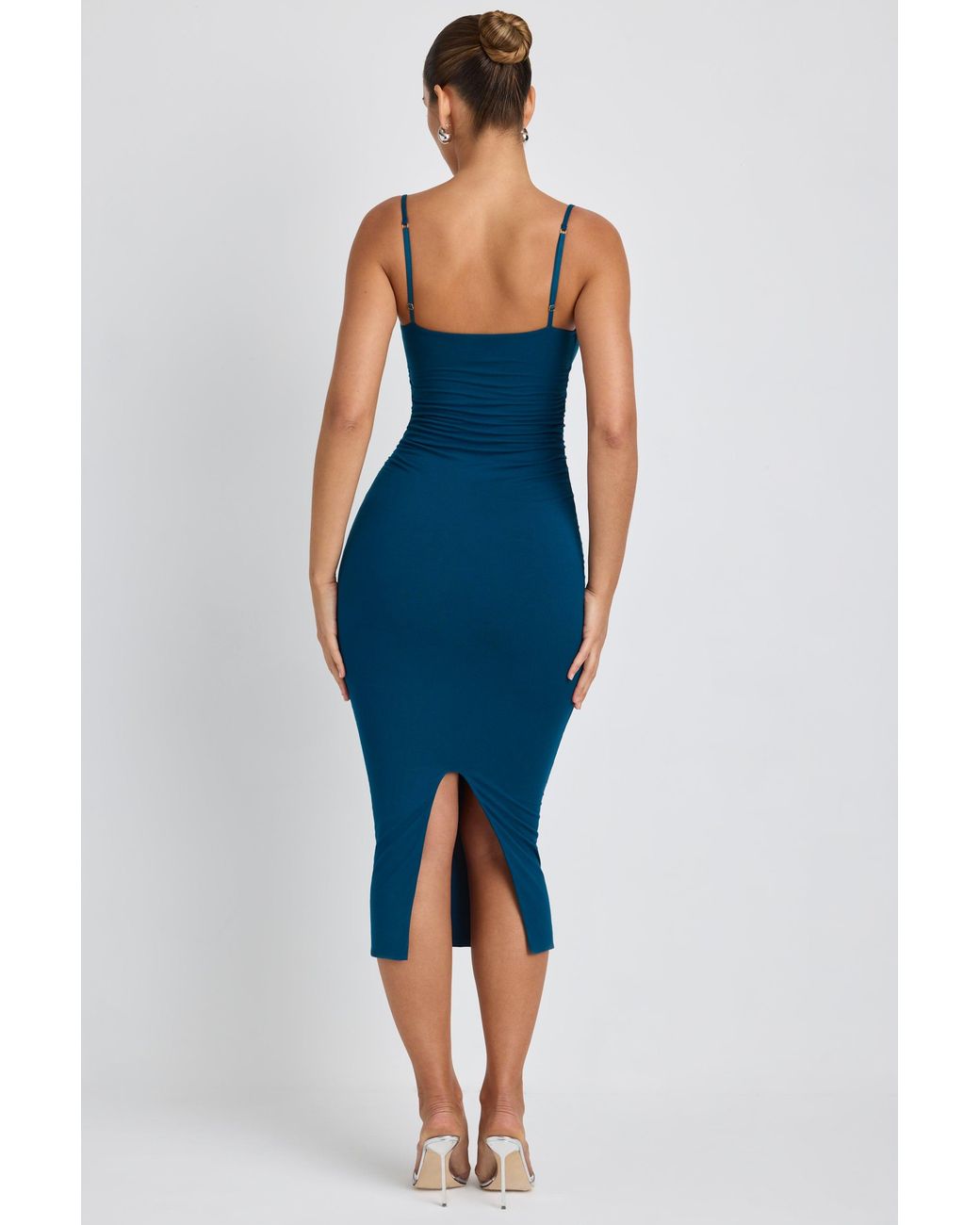 Oh Polly Blue Modal Ruched Layered Midaxi Dress