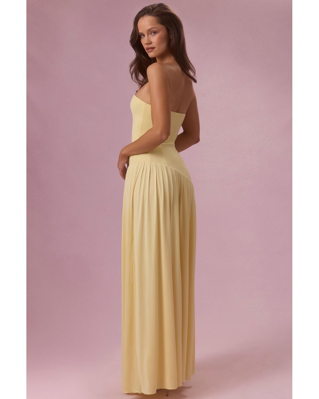 Oh Polly Yellow Jersey Strapless Gown